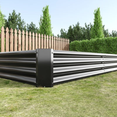 Raised Garden Bed Kit - Metal Raised Bed Garden 7.6x3.7x0.98ft For Flower Planters, Vegetables Herb Black