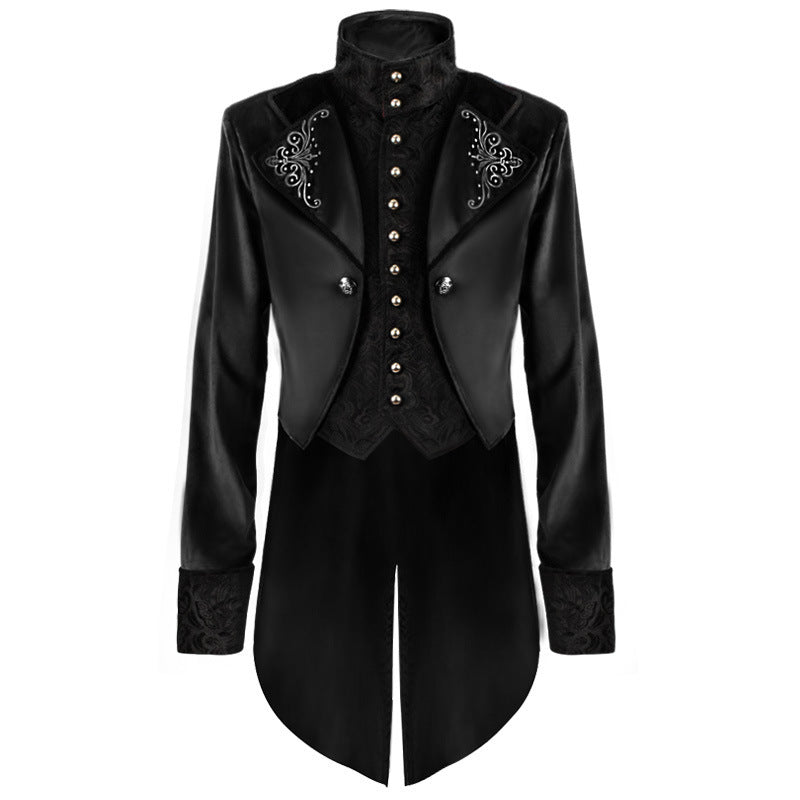 Christmas Stand Collar Court Medieval Retro Clothing Mid-length Men's Overcoat