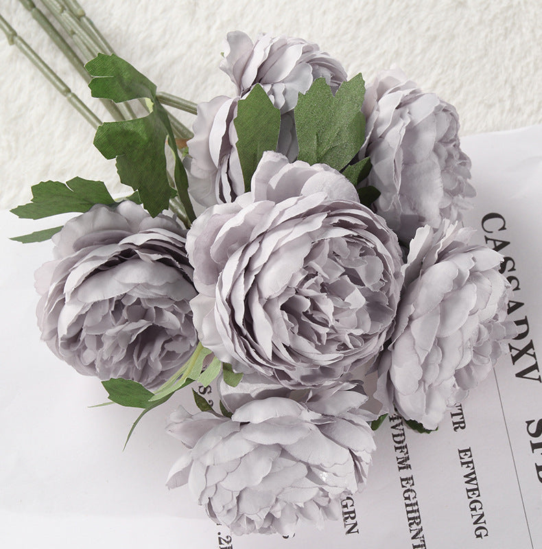 Artificial Rose Moisturizing Rose Tea Rose Camellia Interior Decoration Artificial Rose Fake Flower Bouquet Camellia