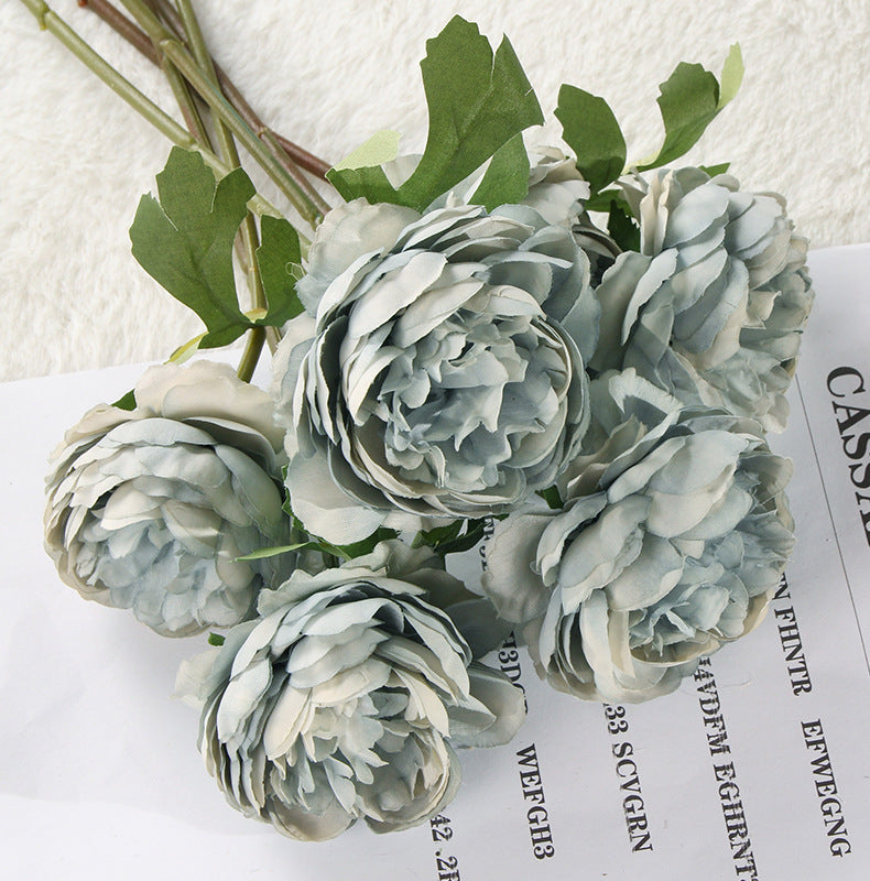 Artificial Rose Moisturizing Rose Tea Rose Camellia Interior Decoration Artificial Rose Fake Flower Bouquet Camellia