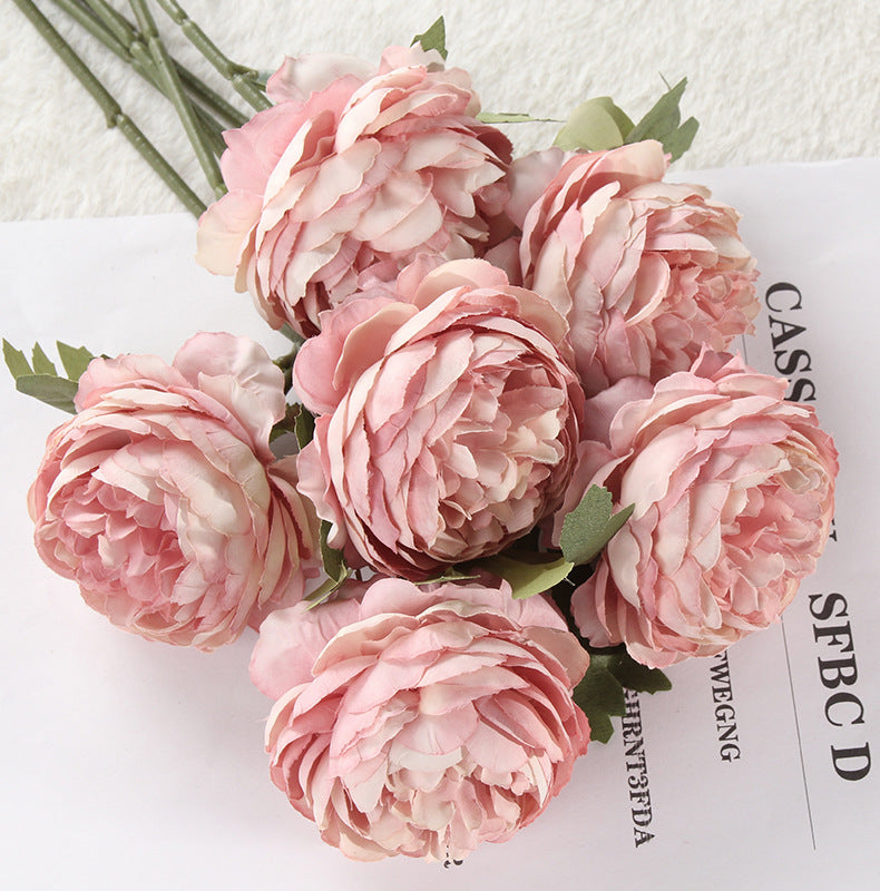 Artificial Rose Moisturizing Rose Tea Rose Camellia Interior Decoration Artificial Rose Fake Flower Bouquet Camellia