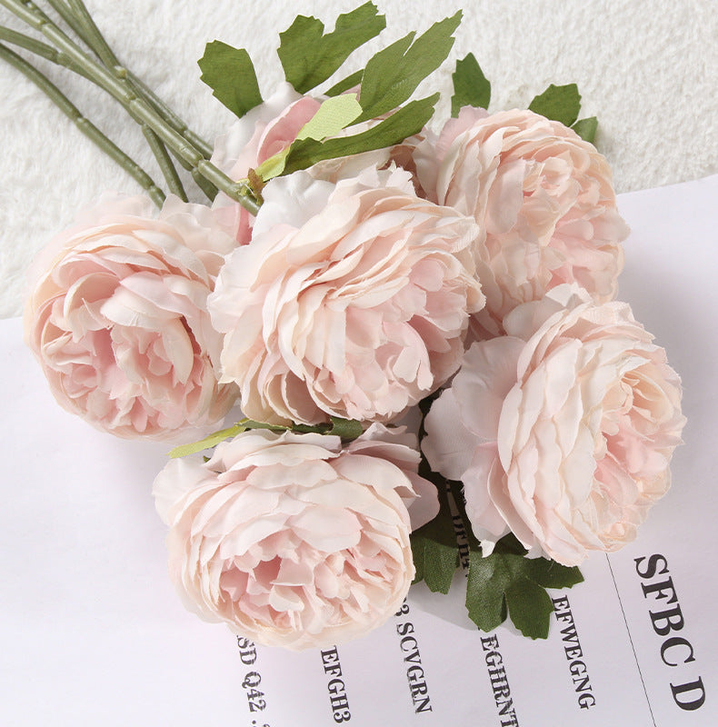 Artificial Rose Moisturizing Rose Tea Rose Camellia Interior Decoration Artificial Rose Fake Flower Bouquet Camellia