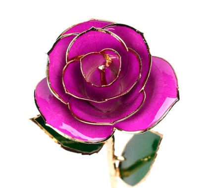 Gold Plated Rose Gold Rose Painted Flower Valentine's Day Rose Gold Rose