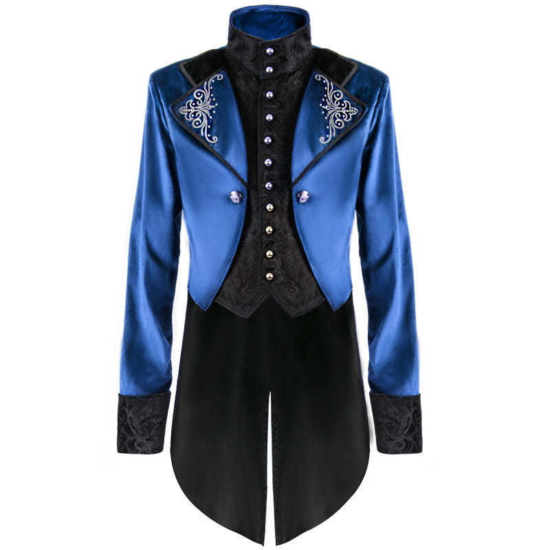 Christmas Stand Collar Court Medieval Retro Clothing Mid-length Men's Overcoat