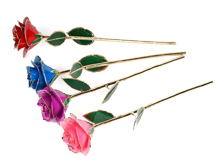 Gold Plated Rose Gold Rose Painted Flower Valentine's Day Rose Gold Rose
