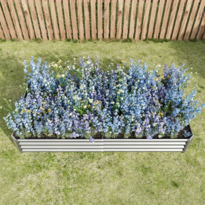 Raised Garden Bed Kit - Metal Raised Bed Garden 7.6x3.7x0.98ft For Flower Planters, Vegetables Herb Black