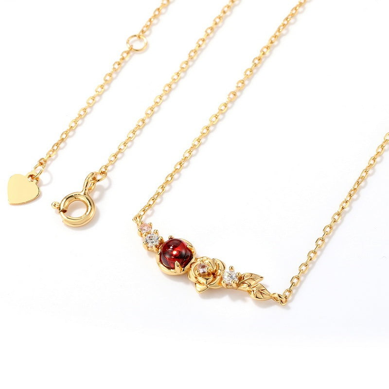 Vintage Rose Pomegranate Necklace