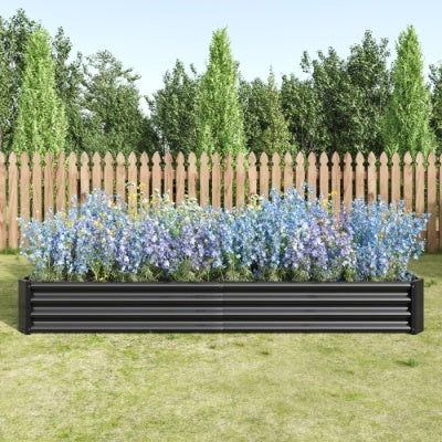 Raised Garden Bed Kit - Metal Raised Bed Garden 7.6x3.7x0.98ft For Flower Planters, Vegetables Herb Black