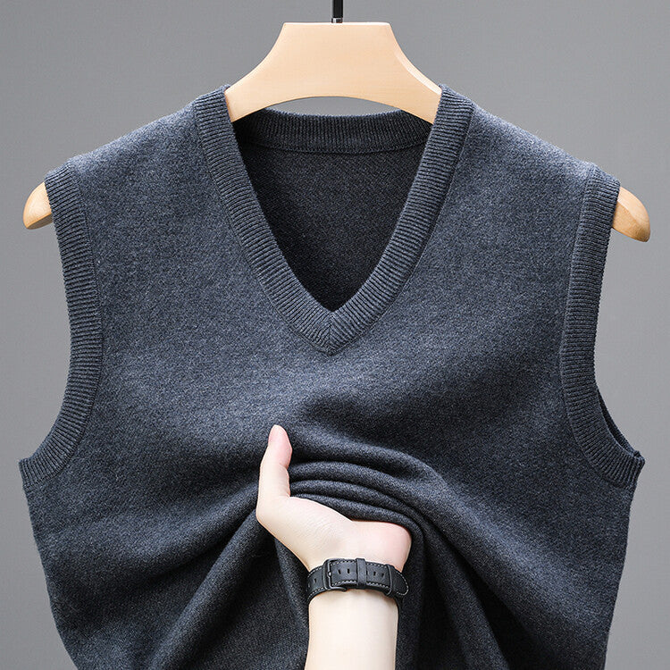 Wool Men's V-neck Middle-aged And Young Vest