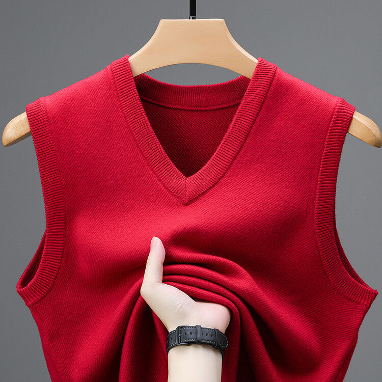 Wool Men's V-neck Middle-aged And Young Vest