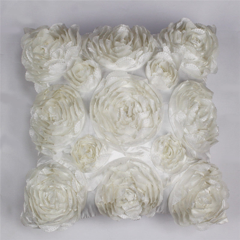 Rose embroidered pillowcase