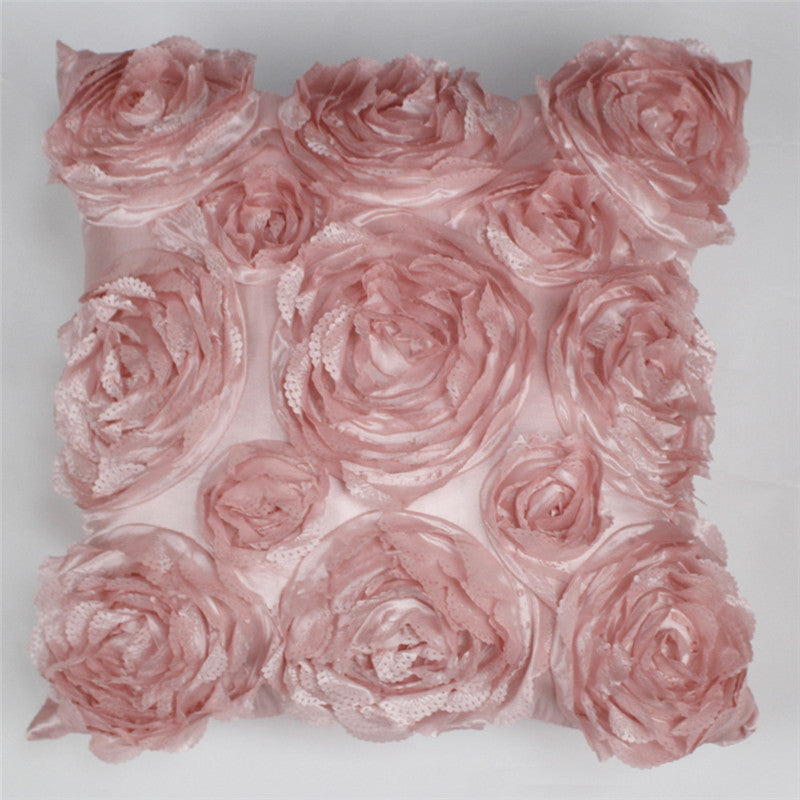 Rose embroidered pillowcase