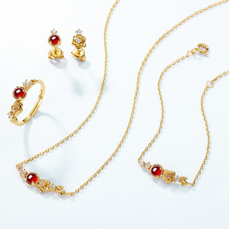 Vintage Rose Pomegranate Necklace