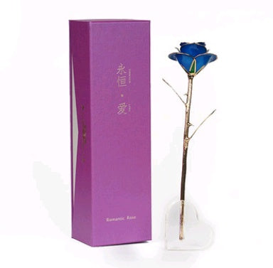 Gold Plated Rose Gold Rose Painted Flower Valentine's Day Rose Gold Rose