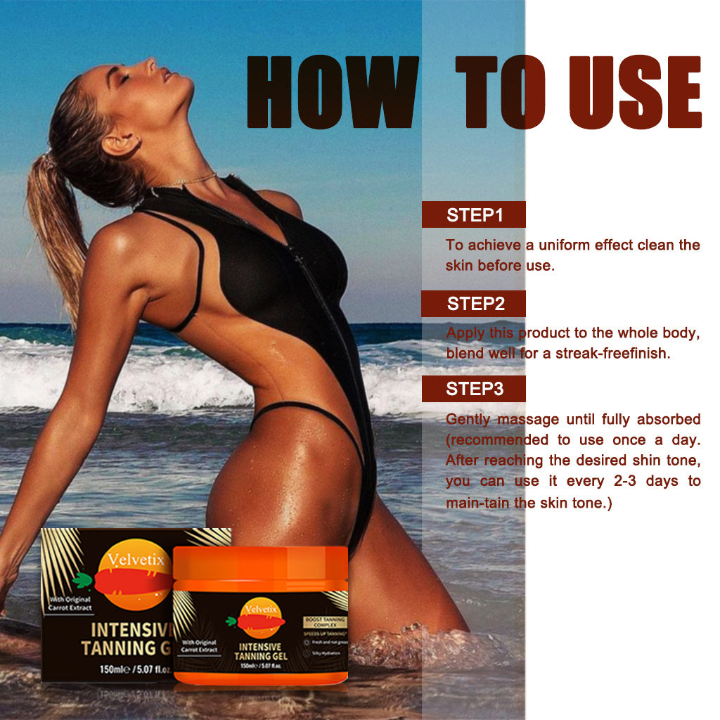 Velvetix Natural Tanning Gel -150ml Outdoor Tan Accelerator With Coconut & Sunflower Oils - Fast-Absorbing, Water-Resistant Glow For Women & Men