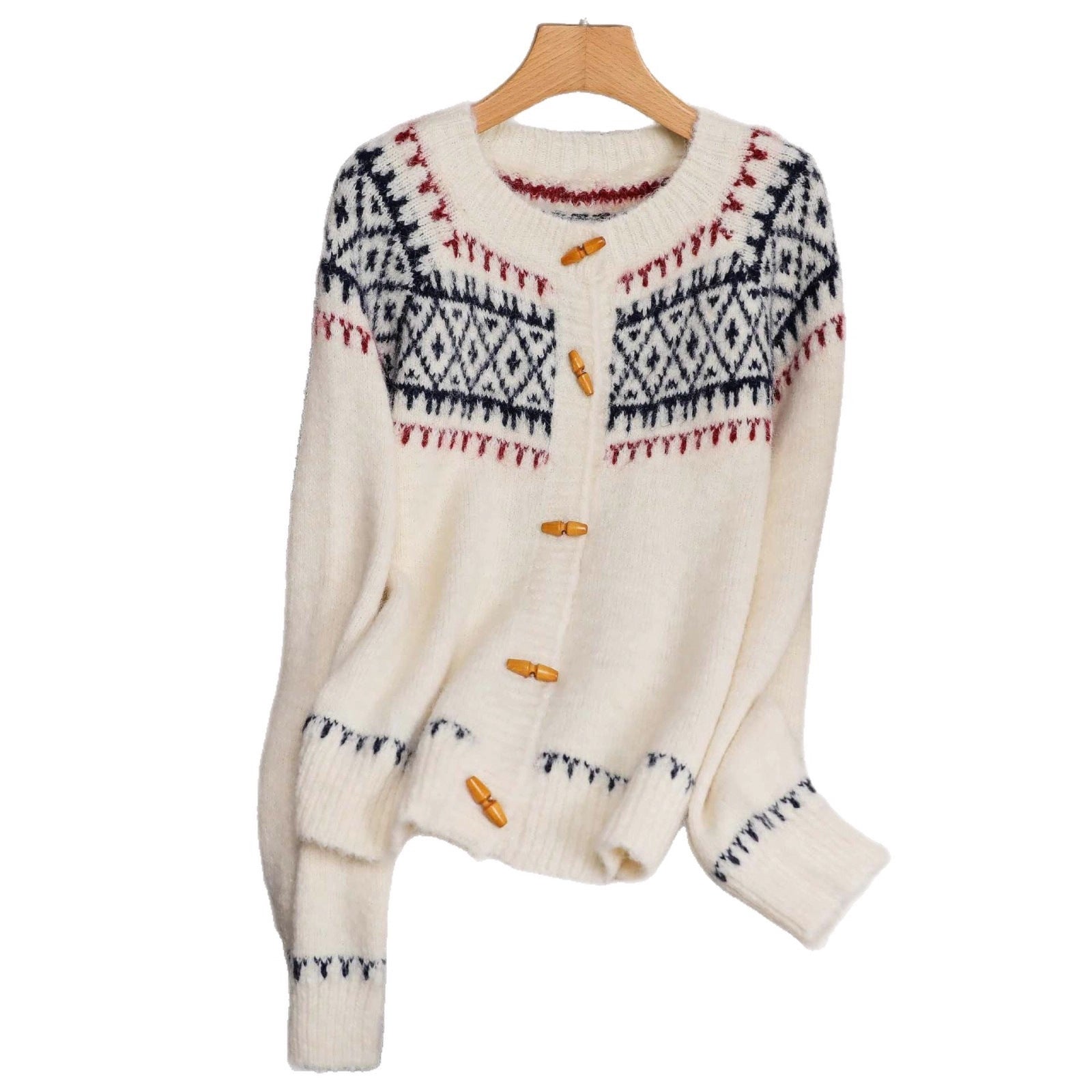 Women's Retro Fairisland Horn Button Christmas Sweater Cardigan