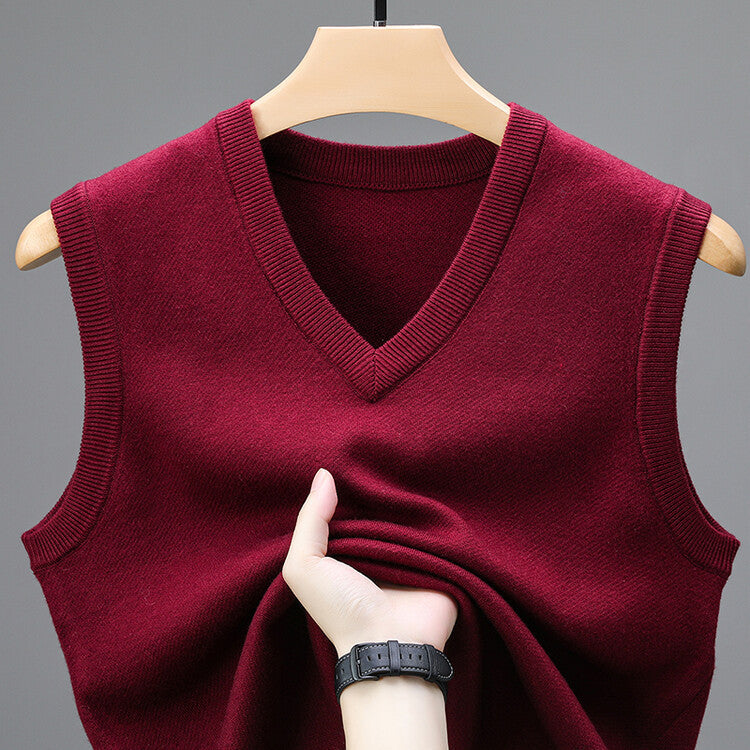 Wool Men's V-neck Middle-aged And Young Vest