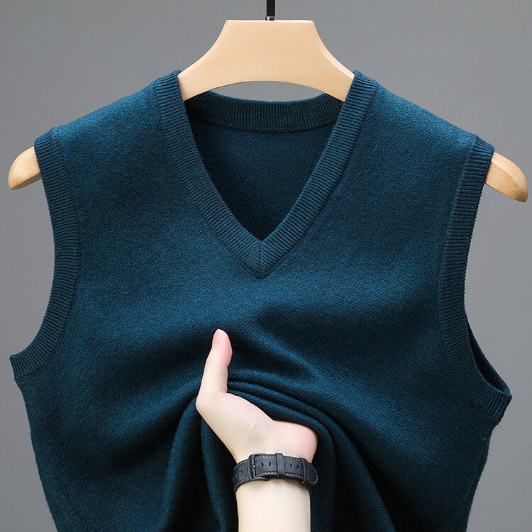 Wool Men's V-neck Middle-aged And Young Vest